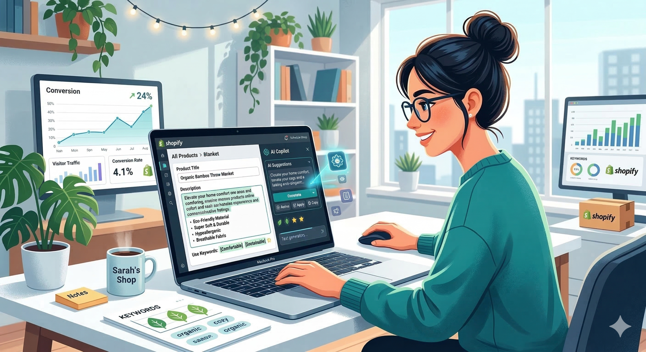 AI prompts for Shopify product descriptions helping store owners create high converting product pages