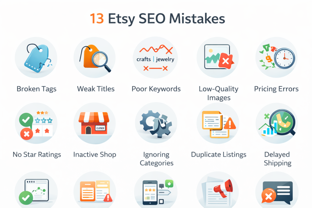 common Etsy SEO mistakes that reduce visibility and sales