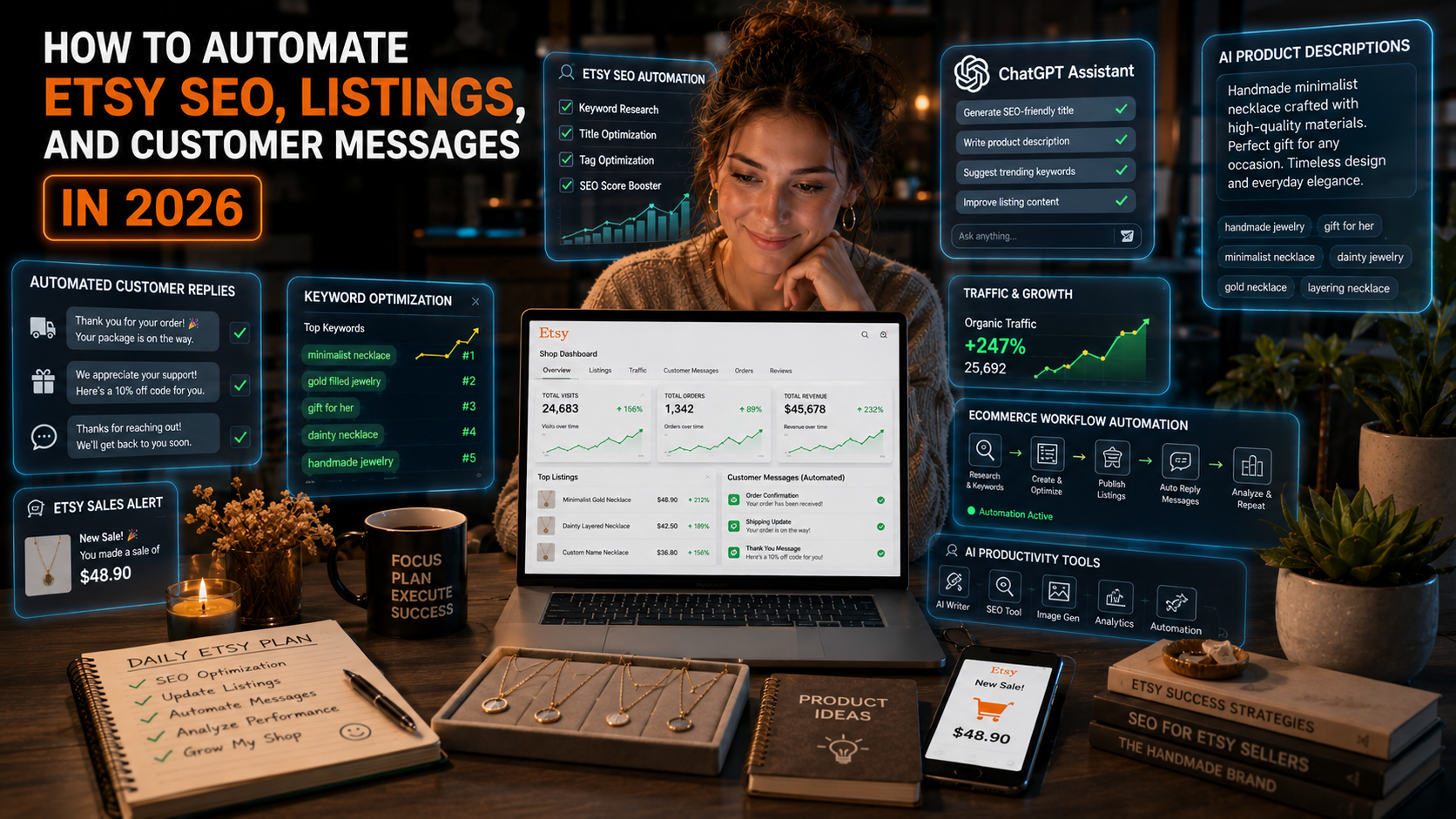 How to automate Etsy SEO listings and customer messages using AI tools in 2026