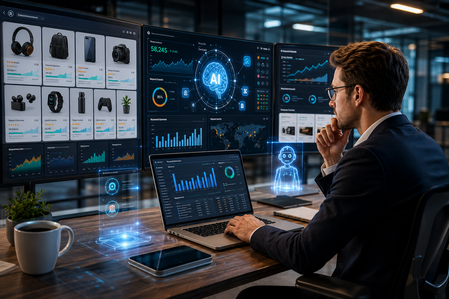 AI tools for product page SEO analyzing keyword and ranking opportunities.