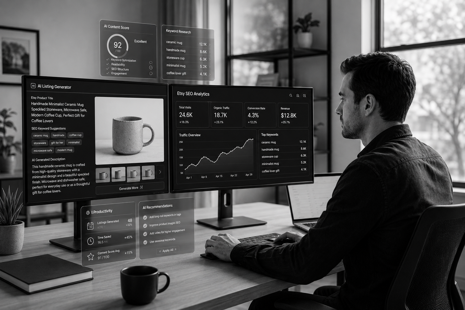 Etsy AI Prompts helping sellers improve SEO, sales, and productivity.
