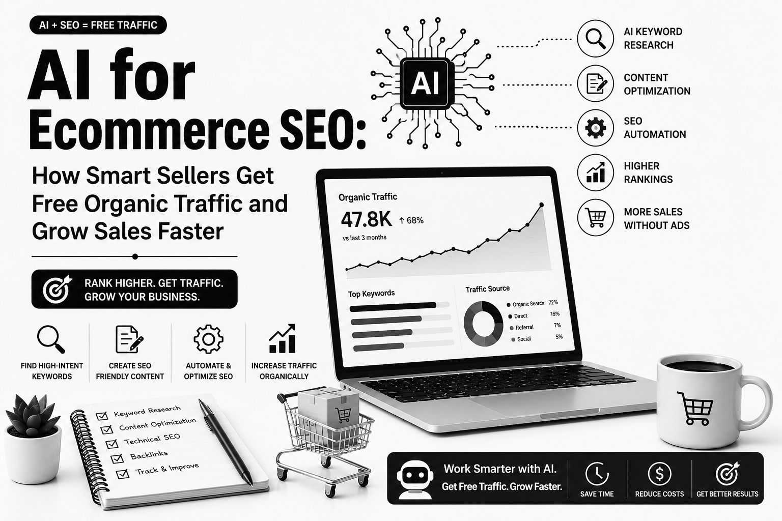 AI tools for ecommerce marketing performing keyword research and SEO analysis