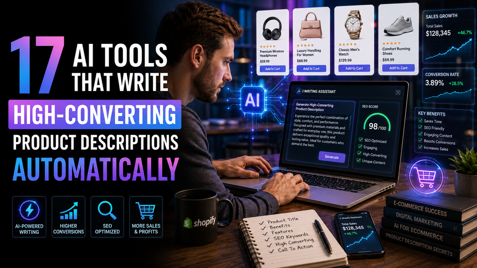 AI tools generating high-converting product descriptions for ecommerce stores
