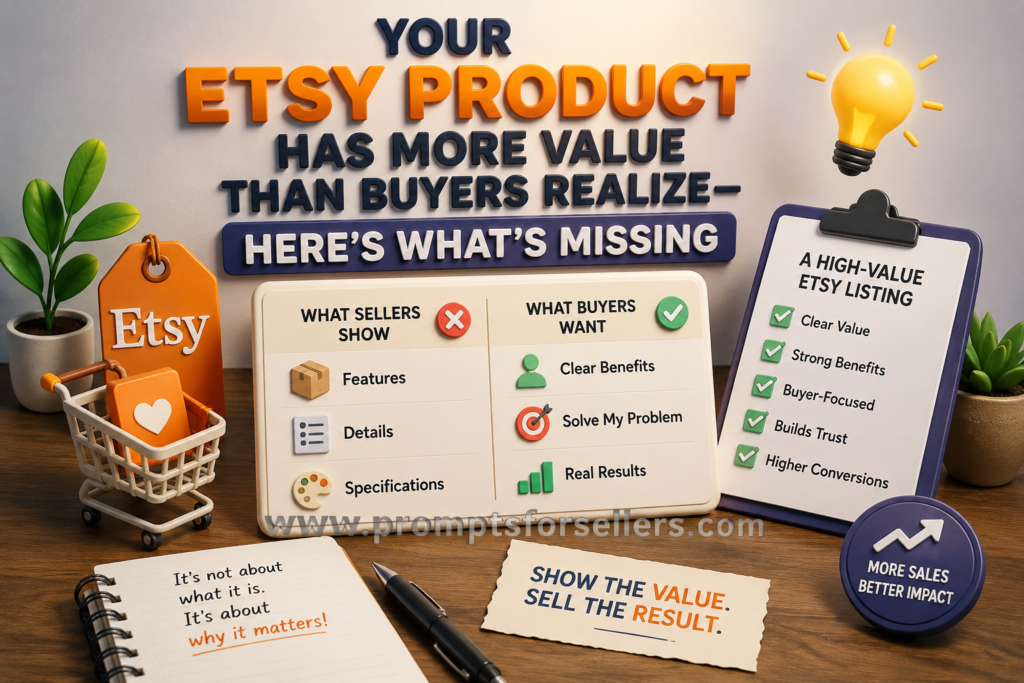 Etsy product listing showing hidden product value and buyer conversion gaps