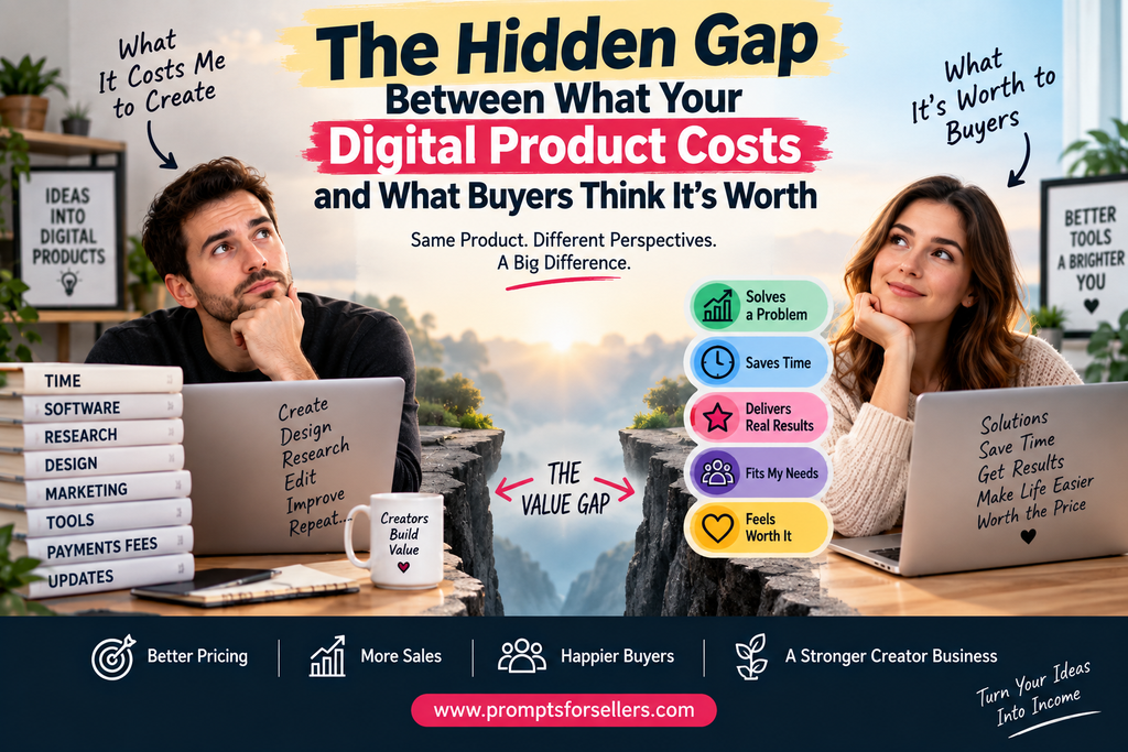 Digital product pricing gap between creator costs and buyer perceived value